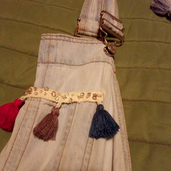 Handmade Gap overalls bohemian hobo bag - Picture 9 of 13